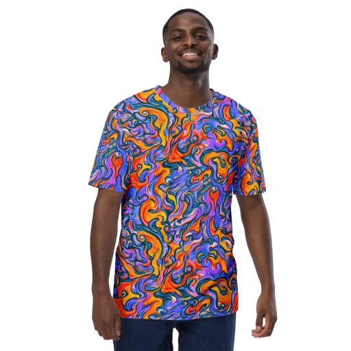 Kaleidoscopic Flux on a Men's Crew Neck T-Shirt