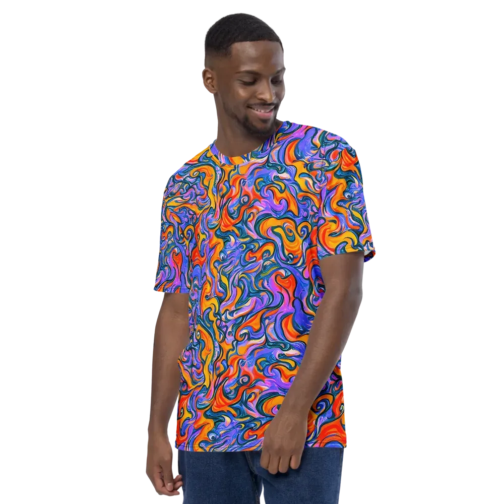 Kaleidoscopic Flux on Men's Crew Neck T-Shirt — Left