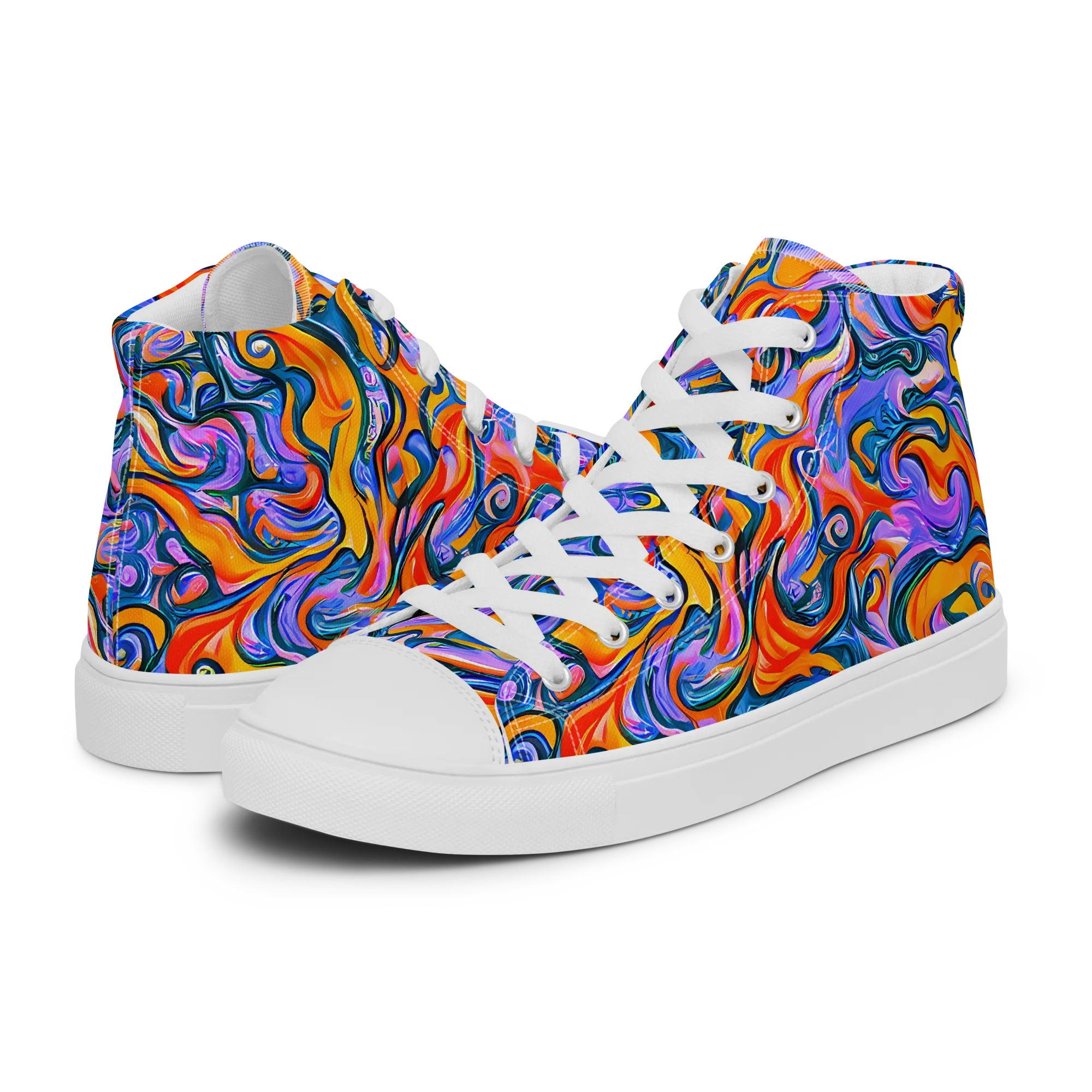 Kaleidoscopic Flux on Men's High Top Canvas Shoes — Left