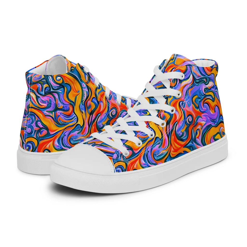 Kaleidoscopic Flux on Men's High Top Canvas Shoes — Left