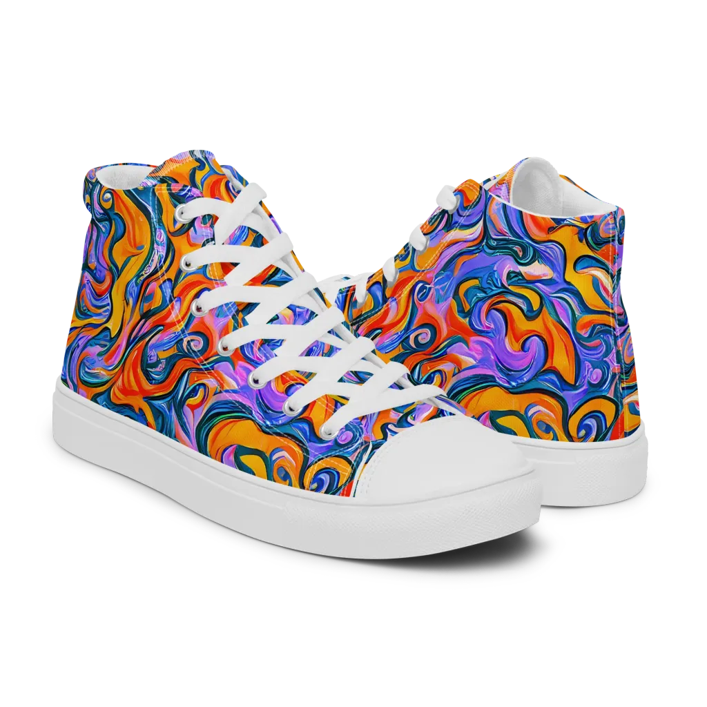 Kaleidoscopic Flux on Men's High Top Canvas Shoes — Right
