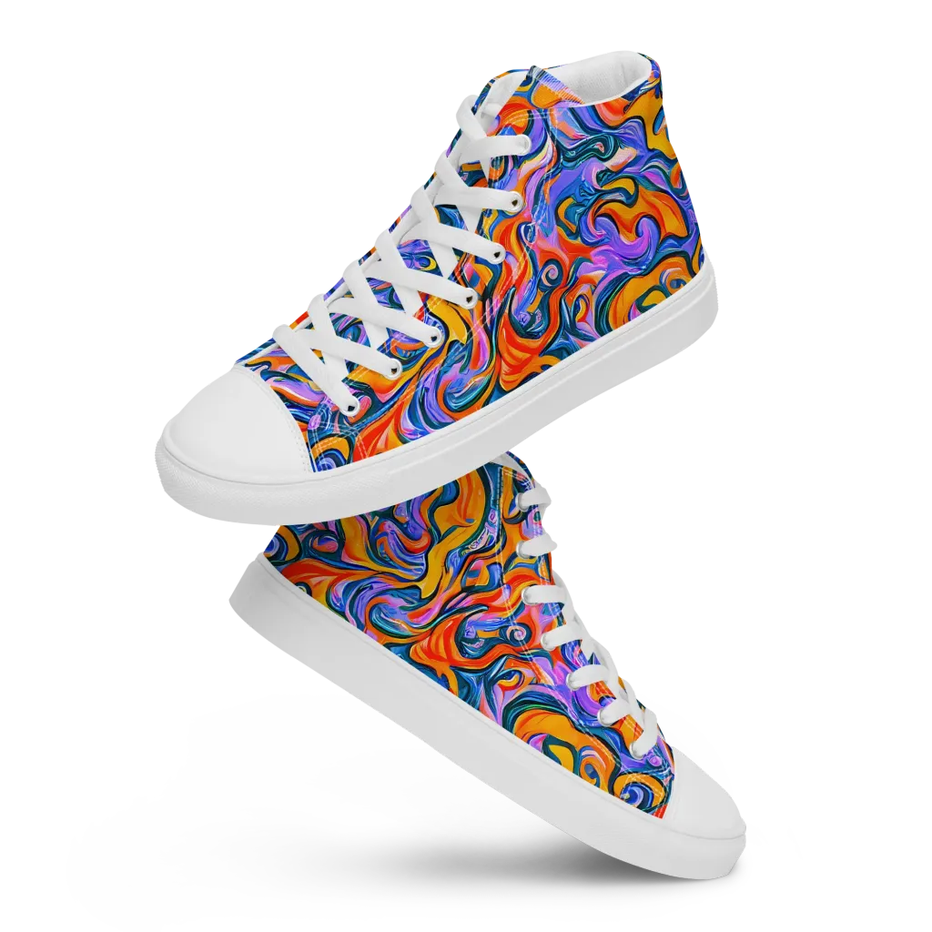 Kaleidoscopic Flux on Men's High Top Canvas Shoes — Front