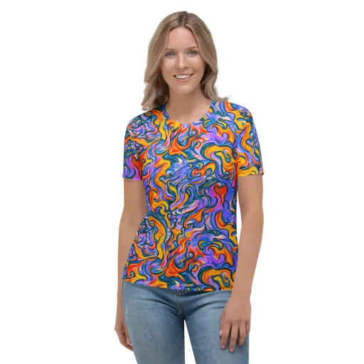 Kaleidoscopic Flux on a Women's Crew Neck T-Shirt