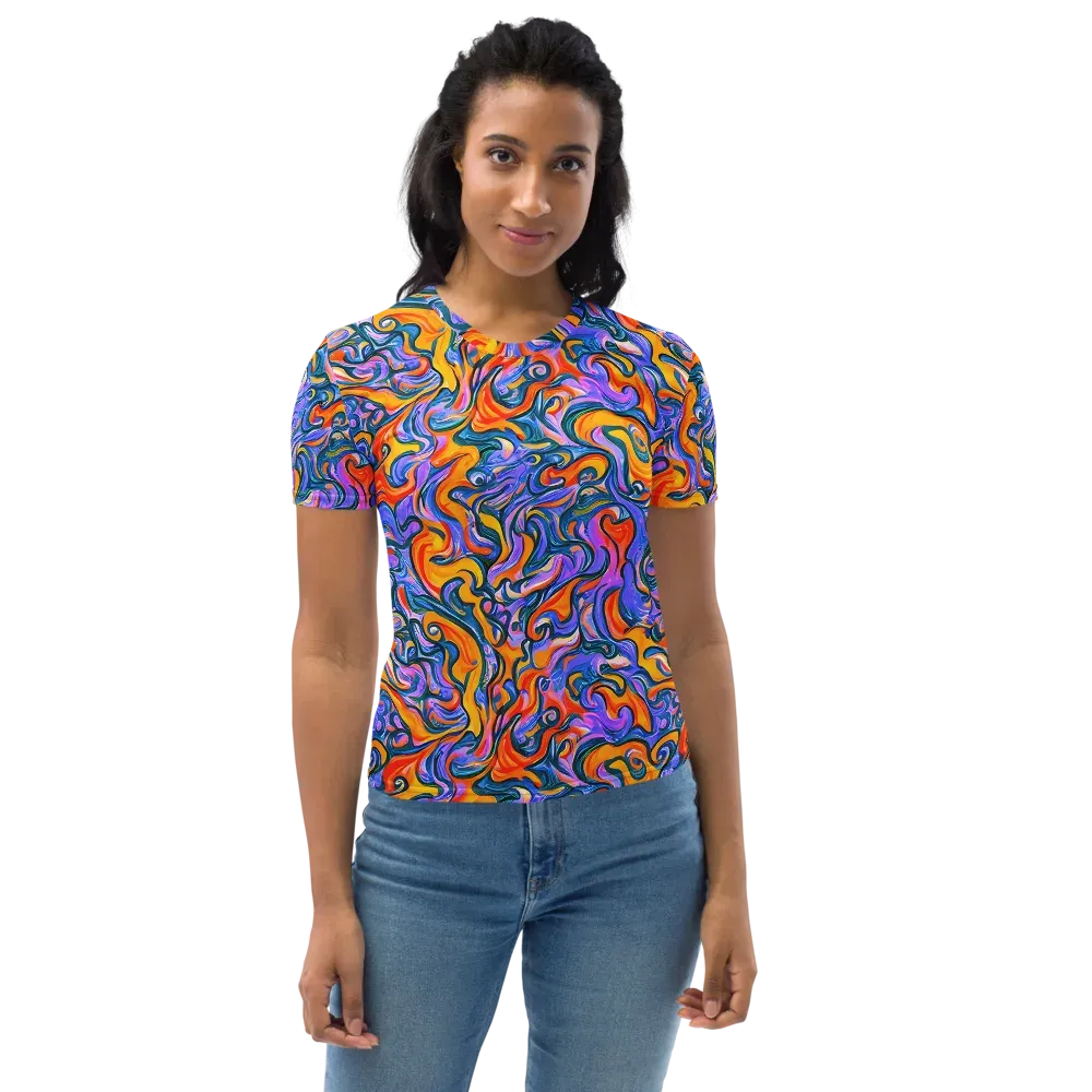 Kaleidoscopic Flux on Women's Crew Neck T-Shirt — Front
