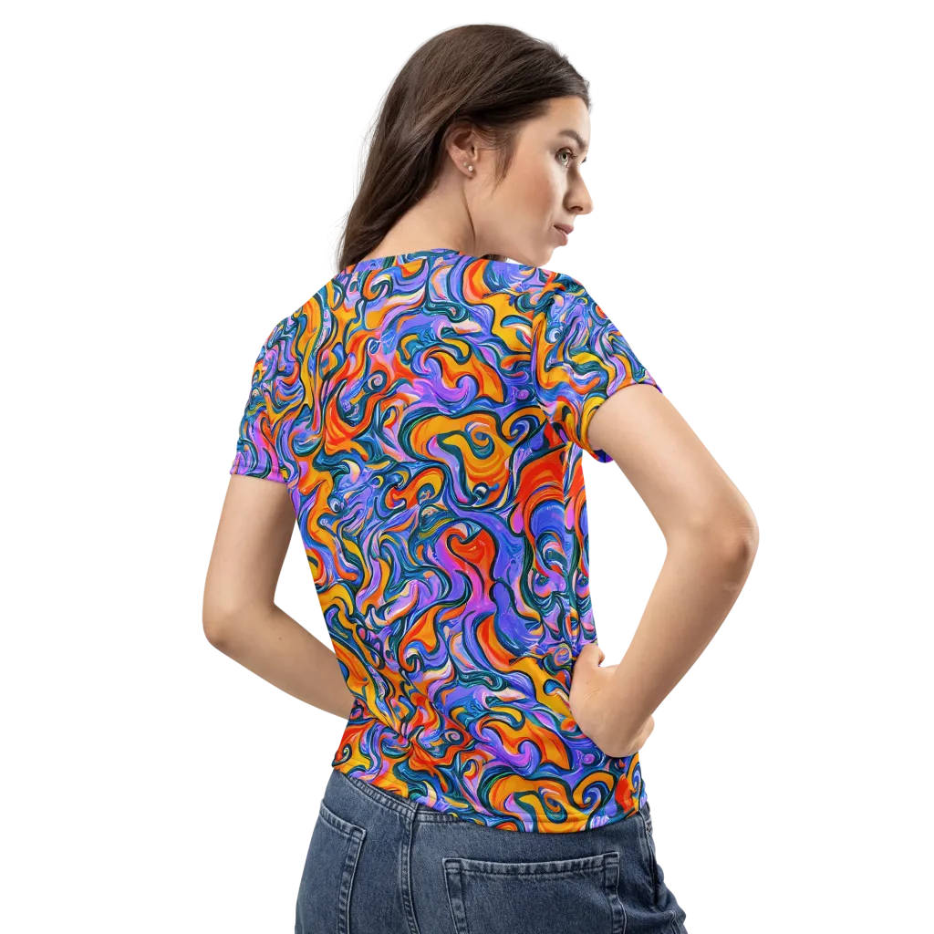 Kaleidoscopic Flux on Women's Crew Neck T-Shirt — Back