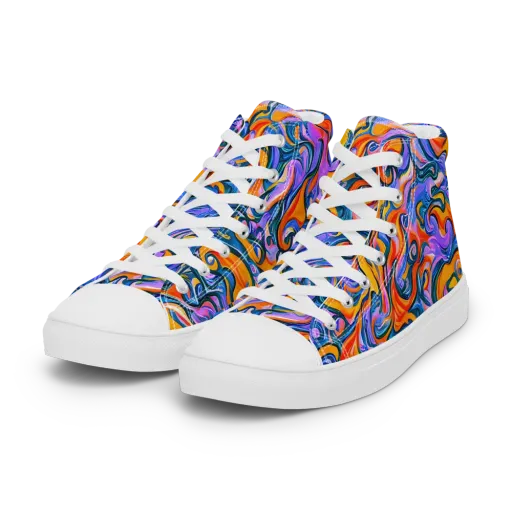 Kaleidoscopic Flux on a Women's High Top Canvas Shoes