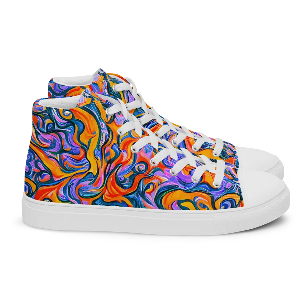 Kaleidoscopic Flux on Women's High Top Canvas Shoes — Right