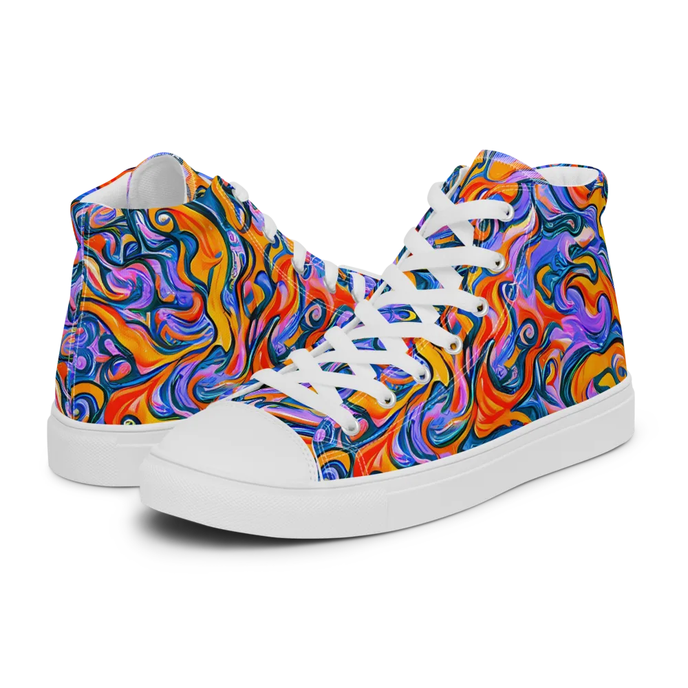 Kaleidoscopic Flux on Women's High Top Canvas Shoes — Left