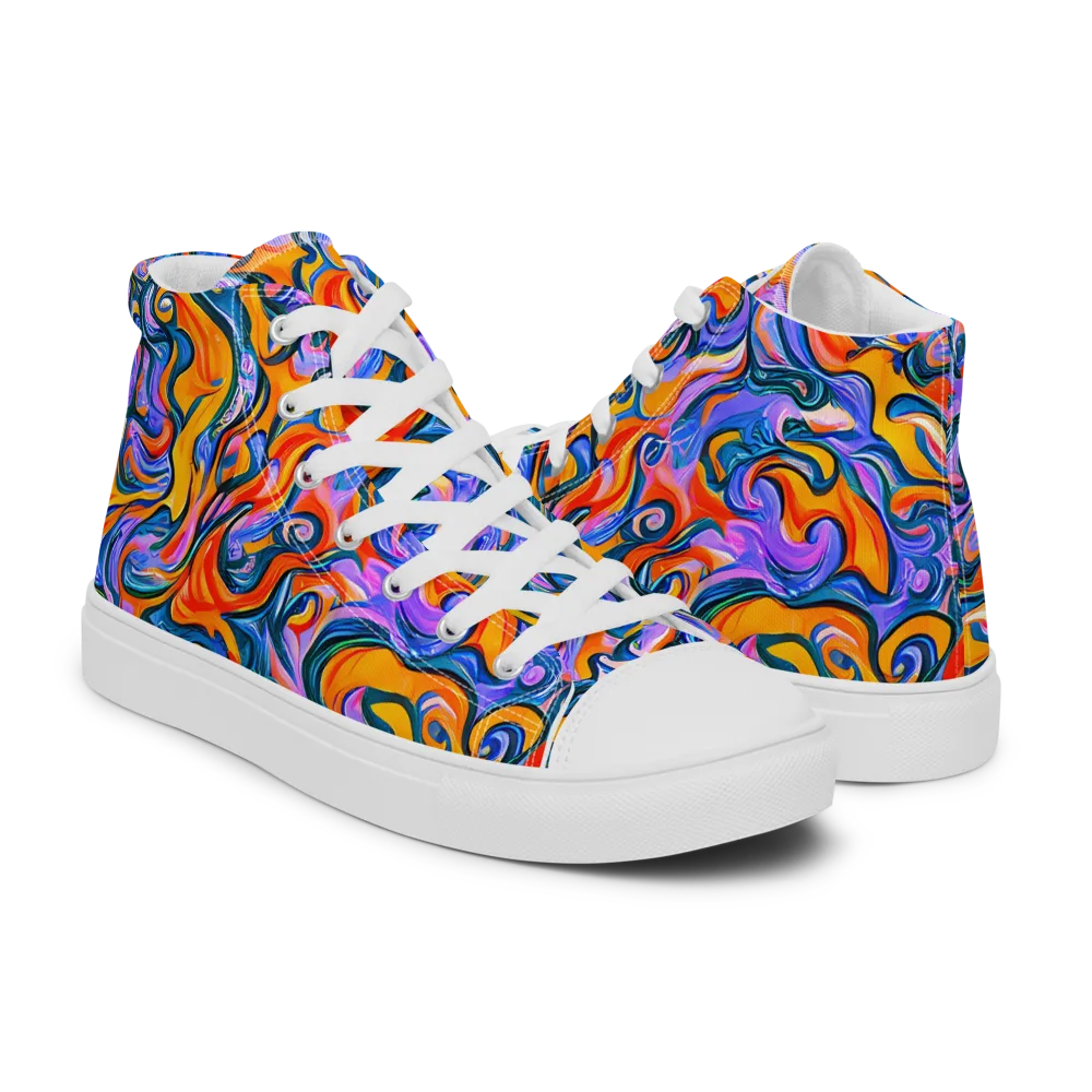 Kaleidoscopic Flux on Women's High Top Canvas Shoes — Right