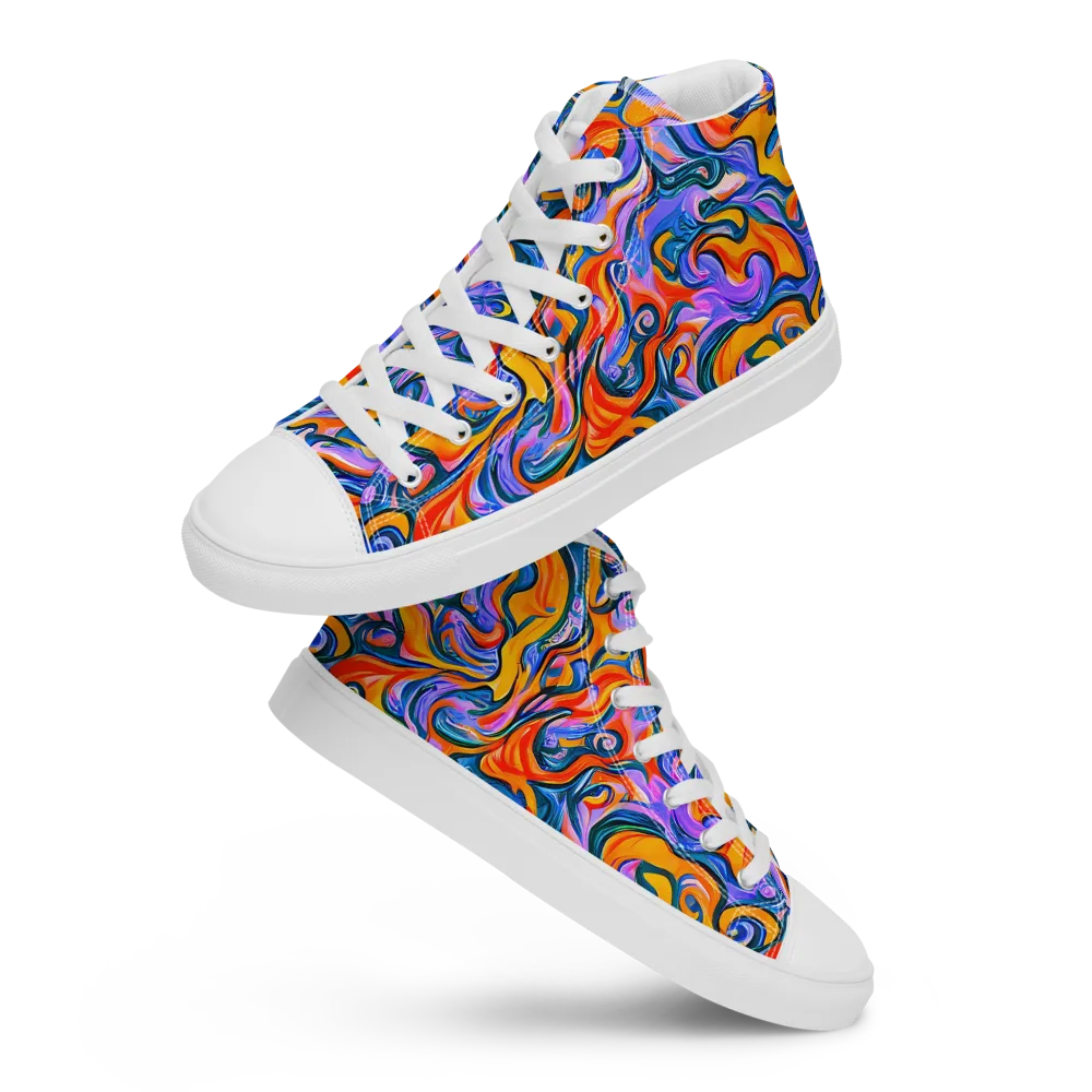 Kaleidoscopic Flux on Women's High Top Canvas Shoes — Front
