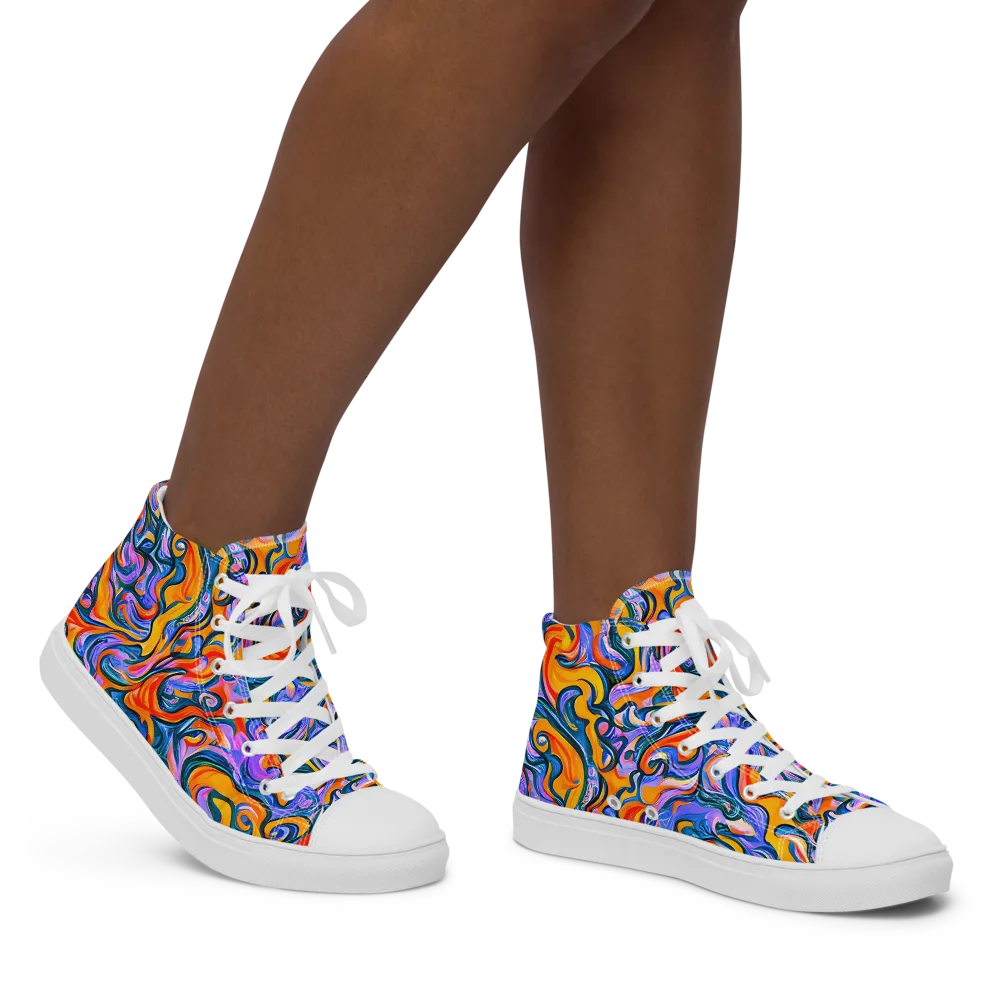 Kaleidoscopic Flux on Women's High Top Canvas Shoes — Right