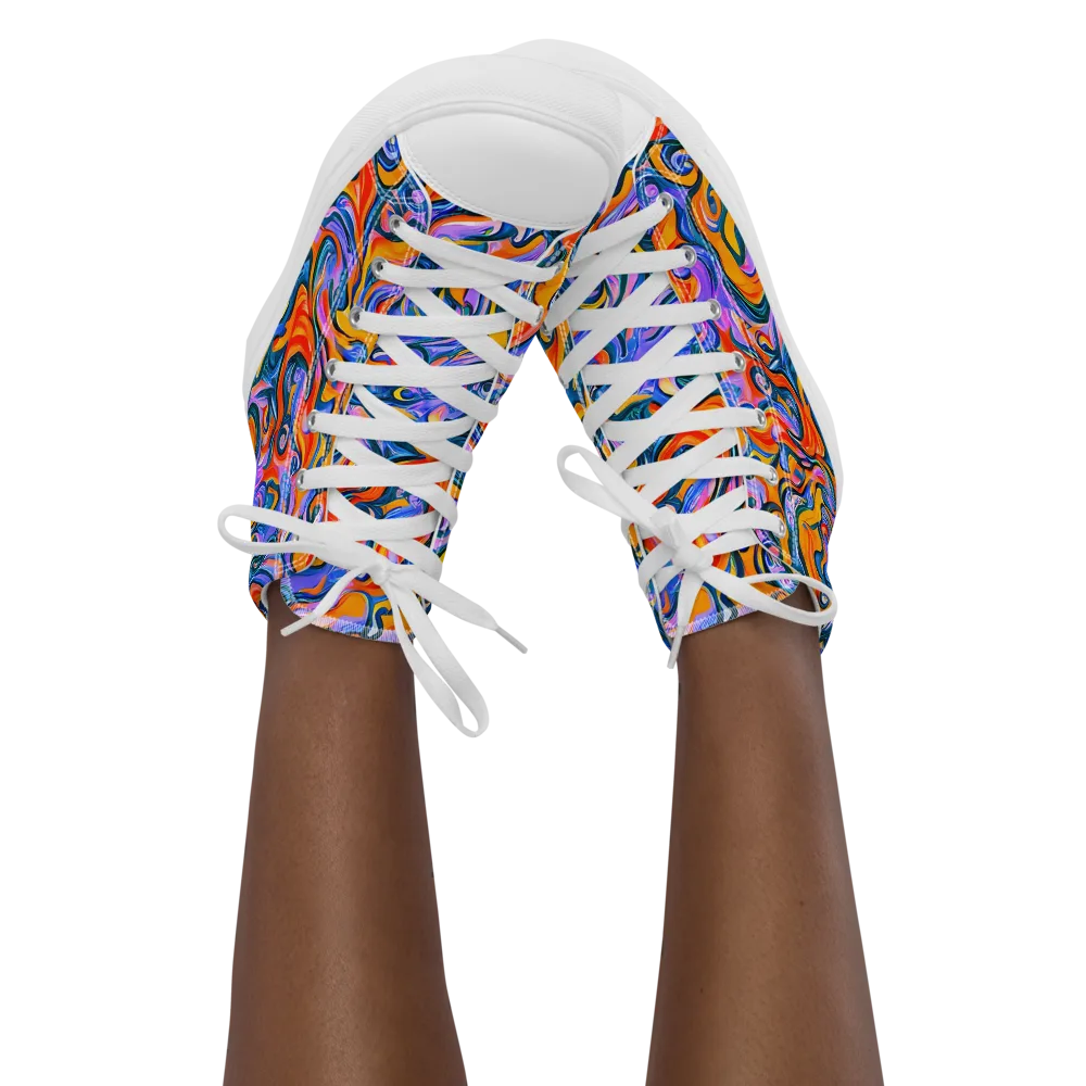 Kaleidoscopic Flux on Women's High Top Canvas Shoes — Front