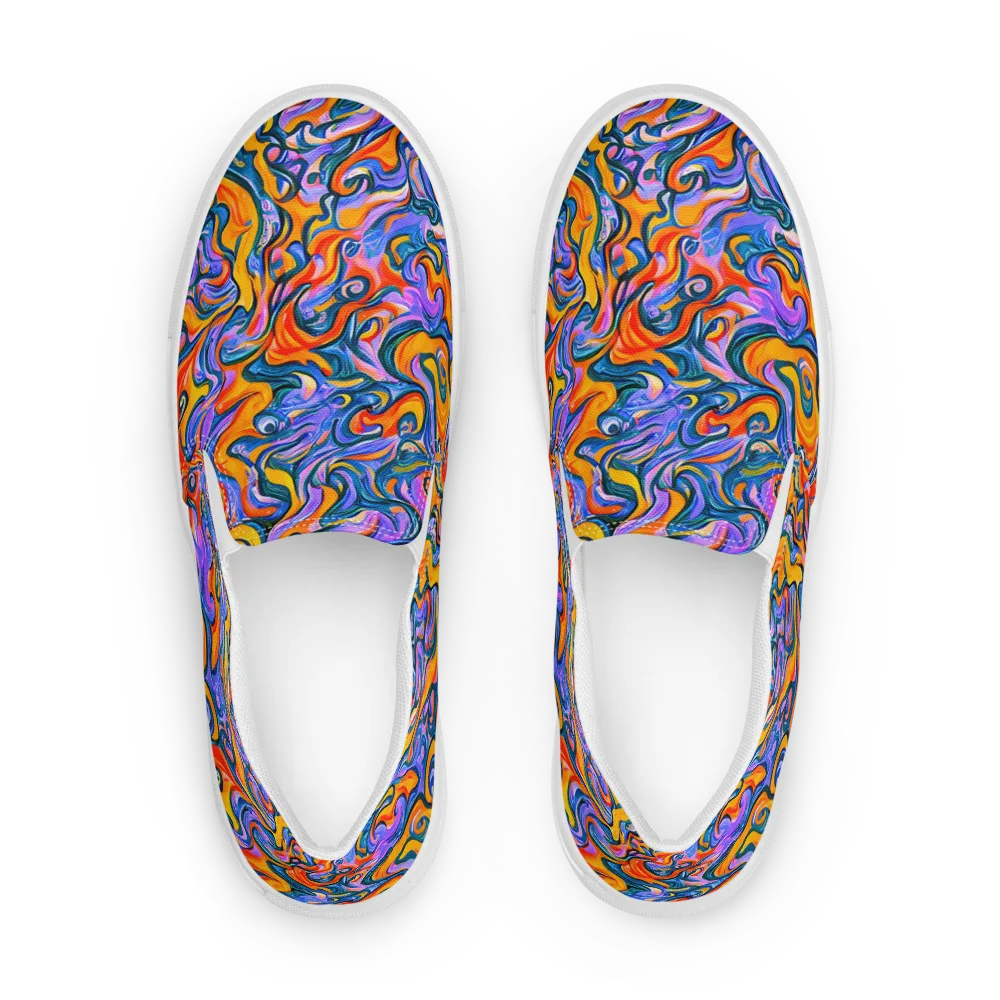 Kaleidoscopic Flux on Men's Slip-On Canvas Shoes — Front