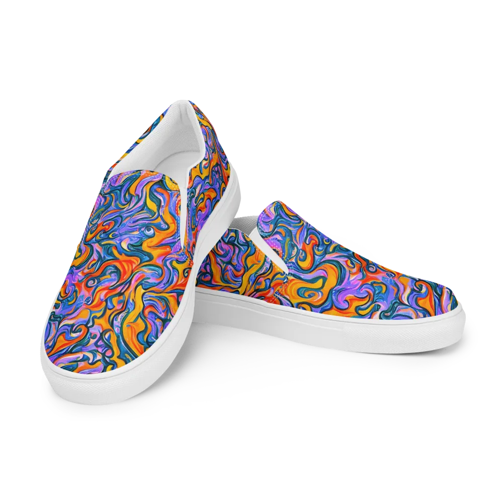Kaleidoscopic Flux on Men's Slip-On Canvas Shoes — Left Front