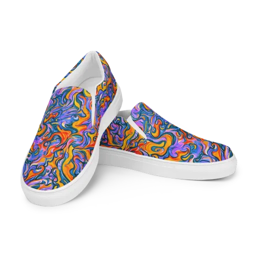 Kaleidoscopic Flux on a Men's Slip-On Canvas Shoes