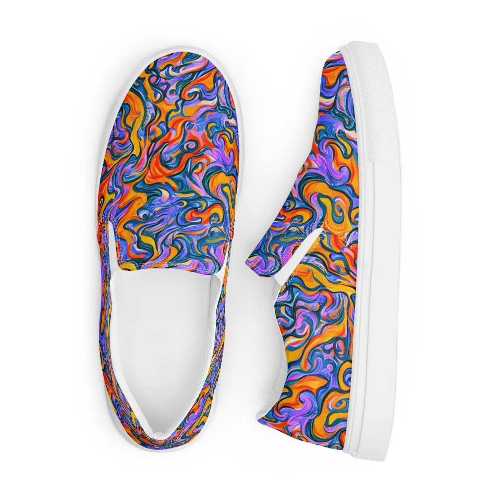 Kaleidoscopic Flux on Men's Slip-On Canvas Shoes — Front