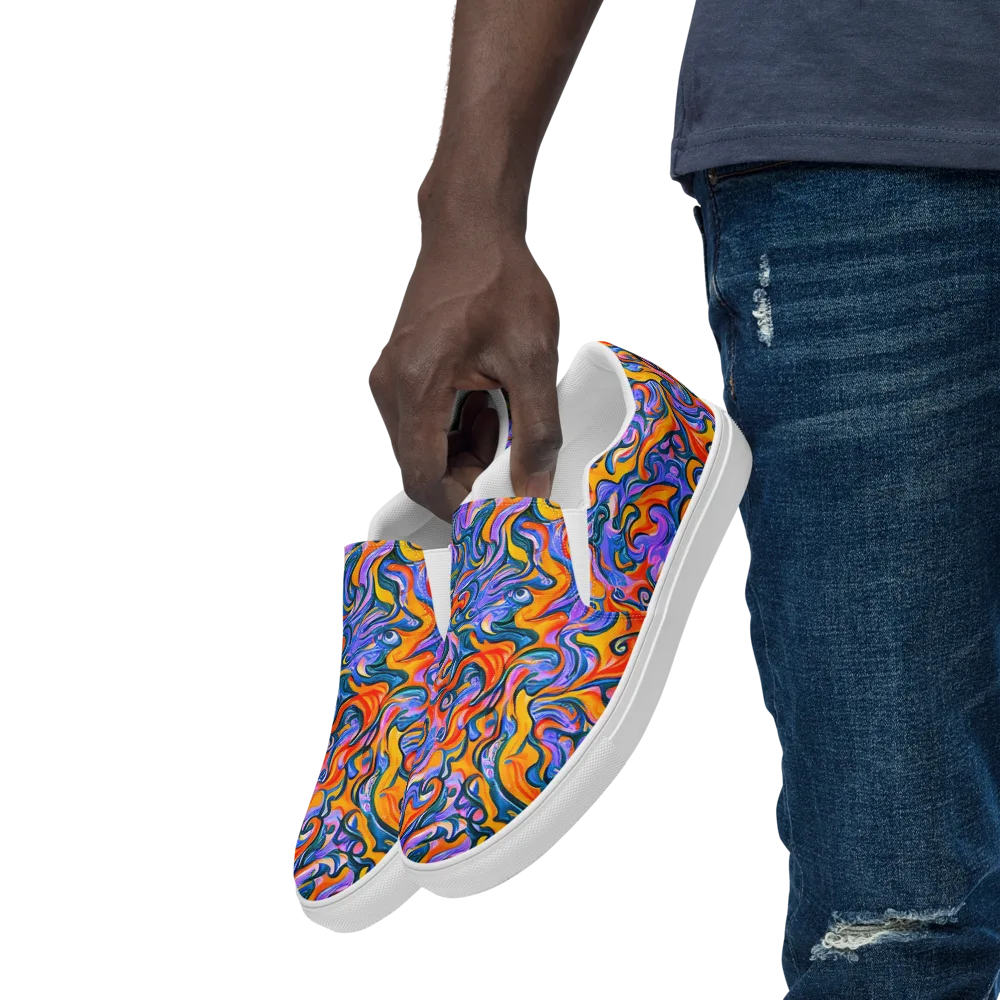 Kaleidoscopic Flux on Men's Slip-On Canvas Shoes — Left Front