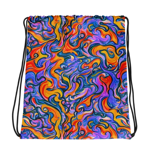 Kaleidoscopic Flux on a Drawstring Bag
