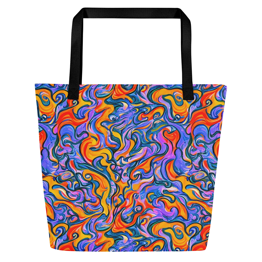 Kaleidoscopic Flux on Large Tote Bag W/ Pocket — Front