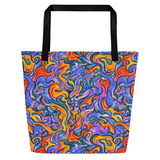 Kaleidoscopic Flux on a Large Tote Bag W/ Pocket