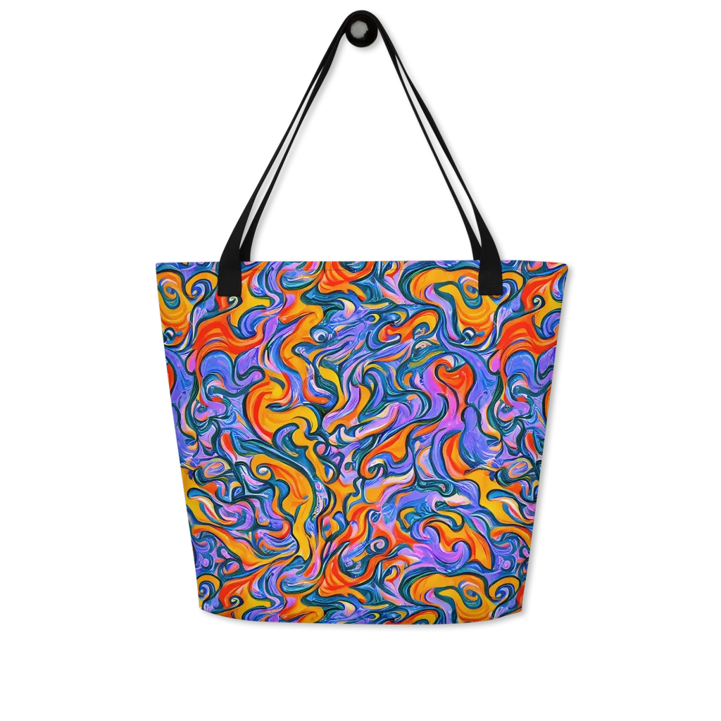 Kaleidoscopic Flux on Large Tote Bag W/ Pocket — Front