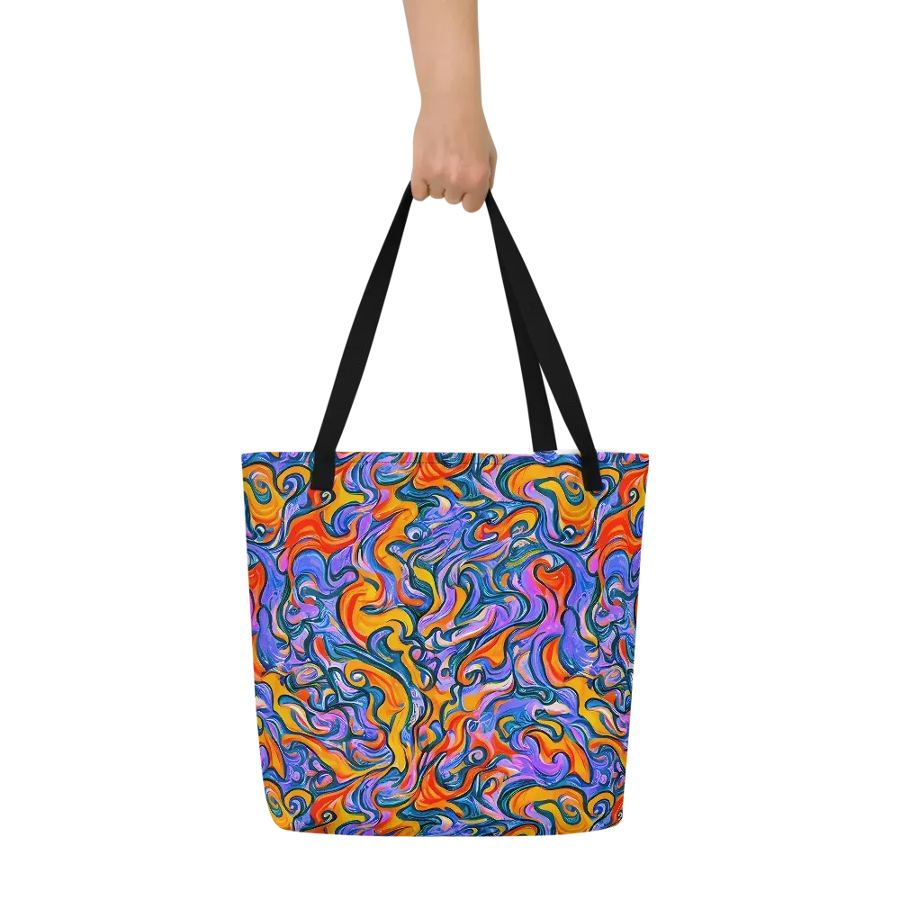 Kaleidoscopic Flux on Large Tote Bag W/ Pocket — Front