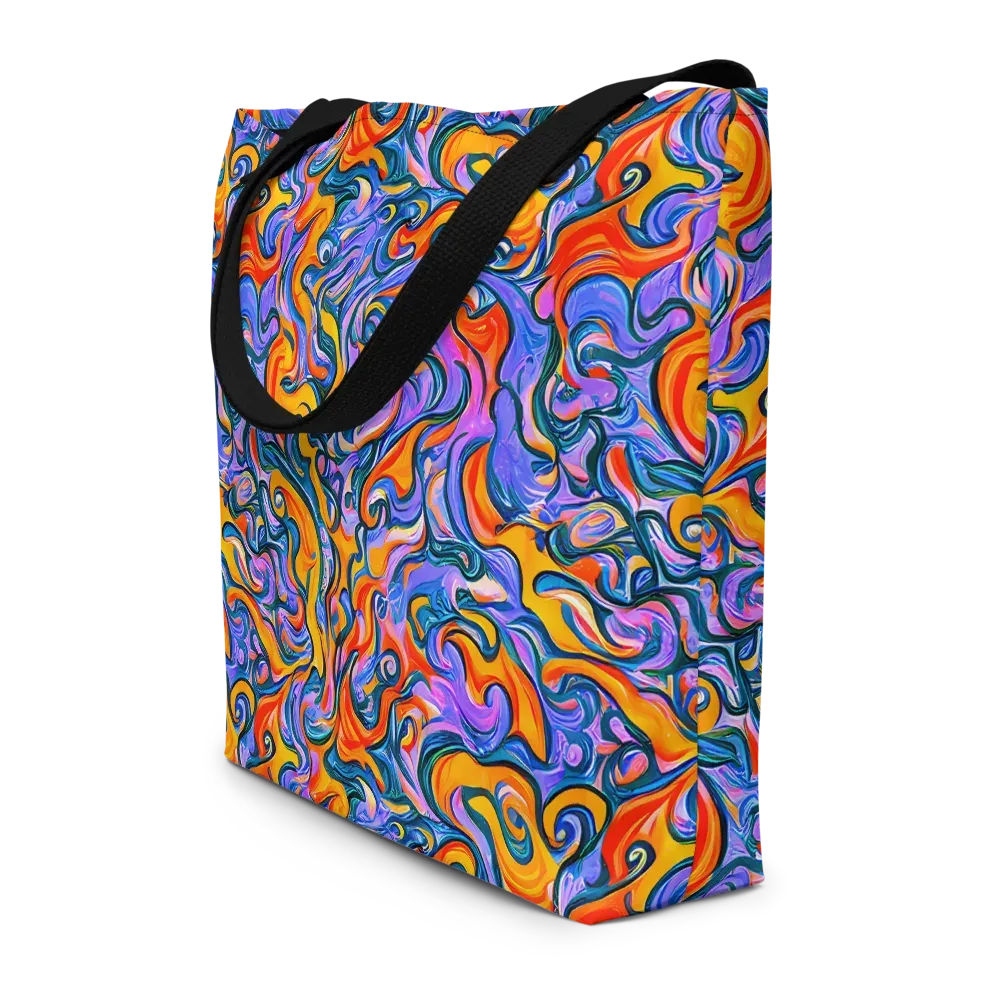 Kaleidoscopic Flux on Large Tote Bag W/ Pocket — Front