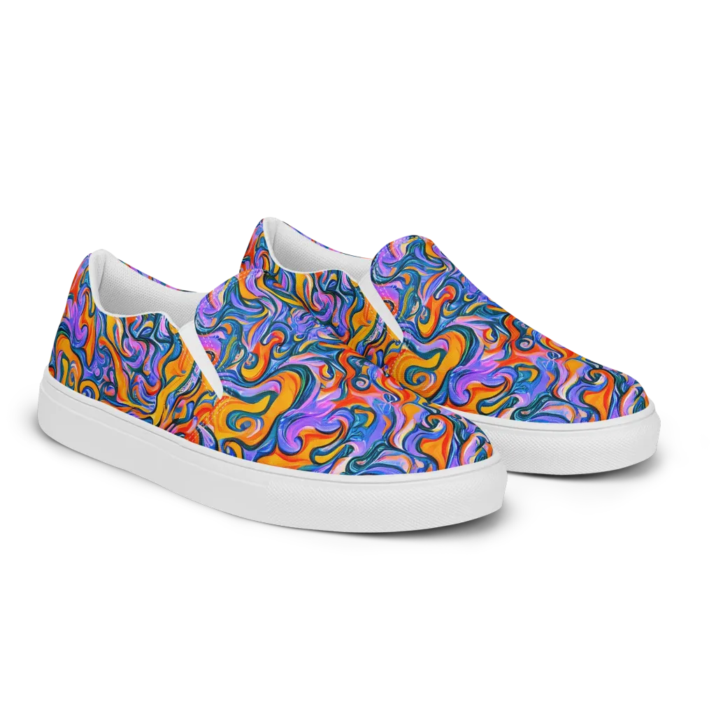 Kaleidoscopic Flux on Women's Slip-On Canvas Shoes — Right Front