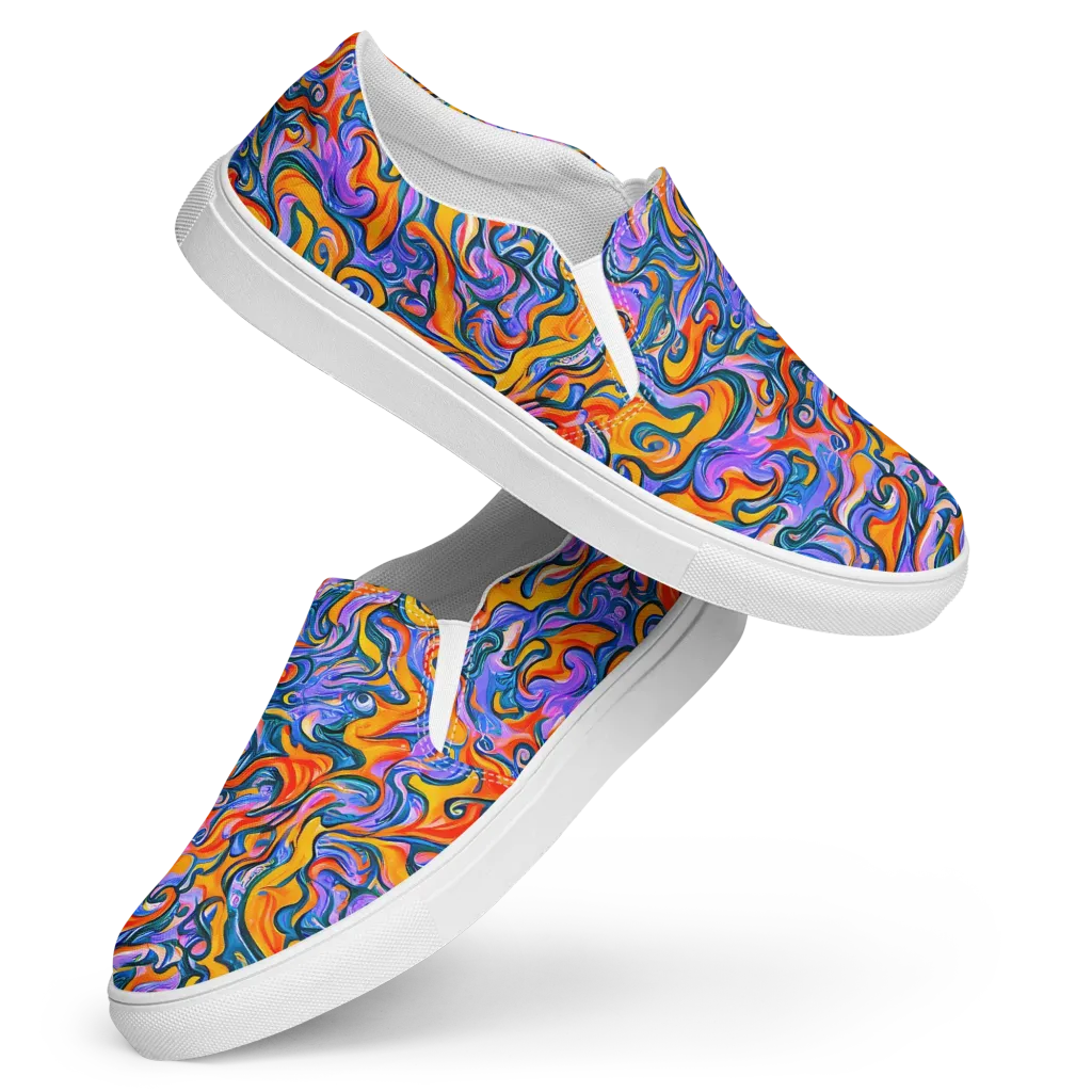 Kaleidoscopic Flux on Women's Slip-On Canvas Shoes — Front