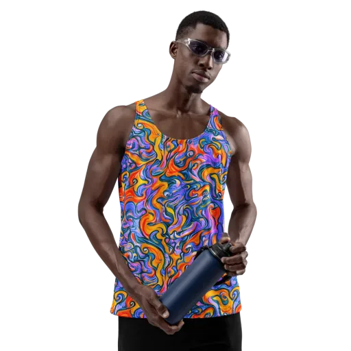 Kaleidoscopic Flux on a Men's Tank Top