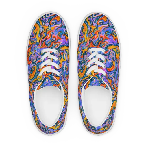 Kaleidoscopic Flux on a Men's Lace-Up Canvas Shoes