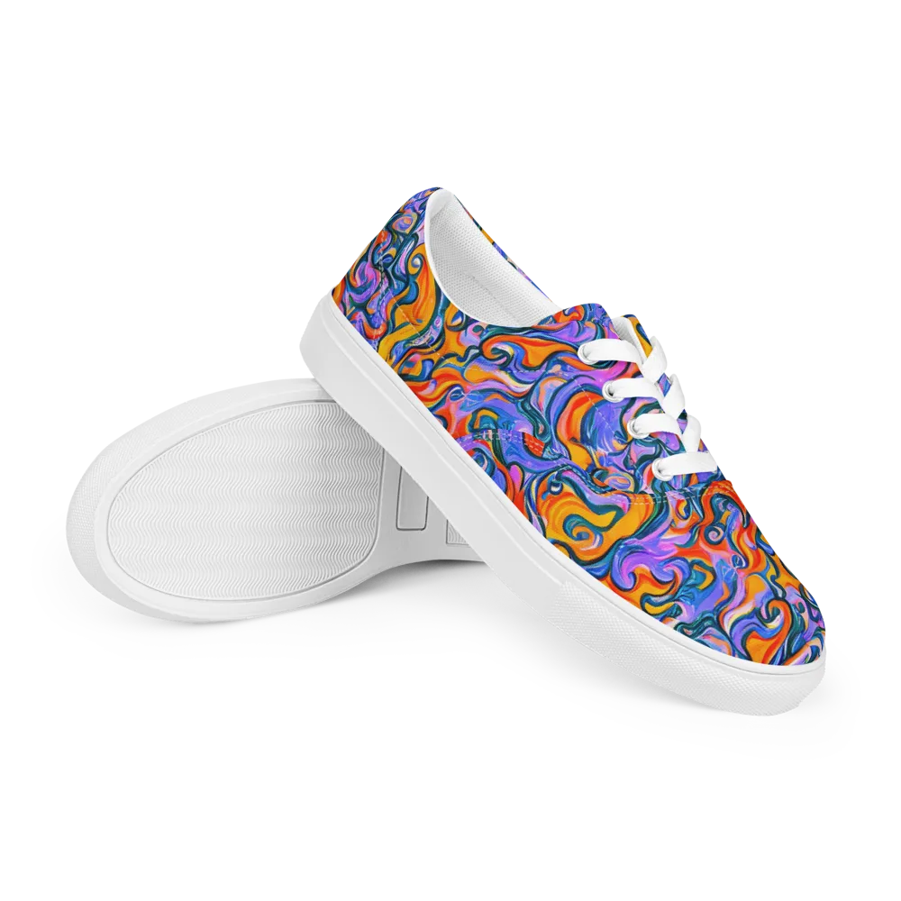 Kaleidoscopic Flux on Men's Lace-Up Canvas Shoes — Right Front