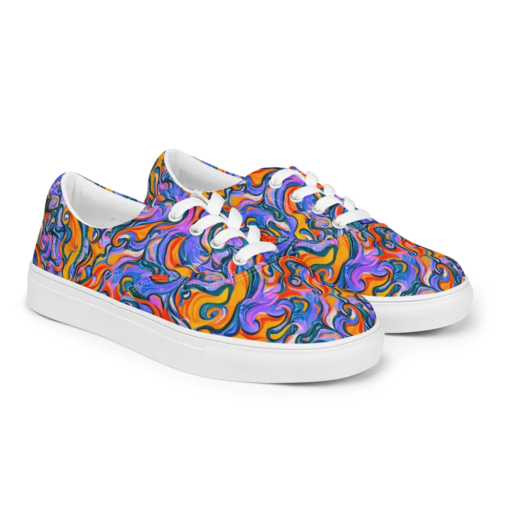 Kaleidoscopic Flux on Men's Lace-Up Canvas Shoes — Right Front