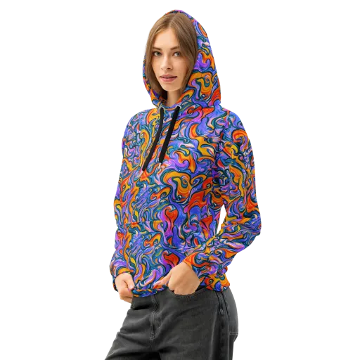 Kaleidoscopic Flux on a Cotton Hoodie