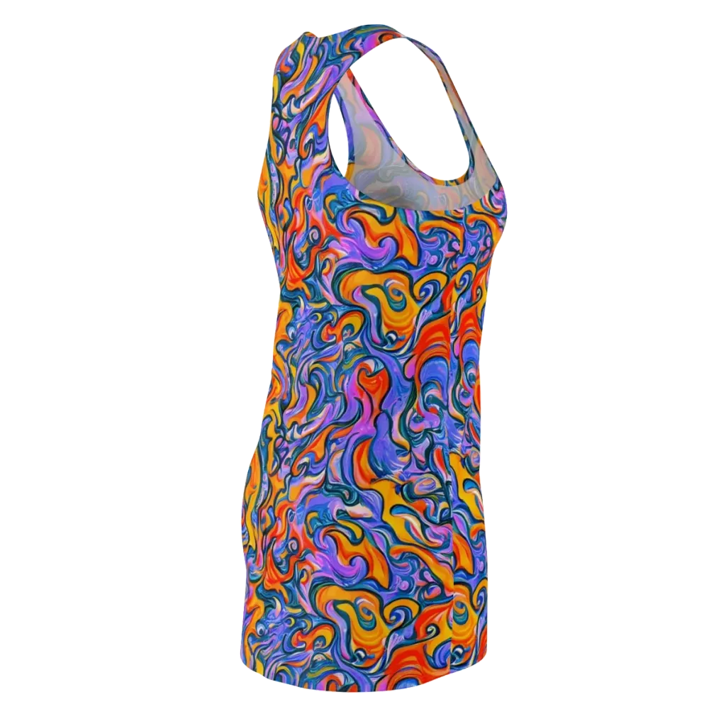 Kaleidoscopic Flux on Racerback Dress — Back Side