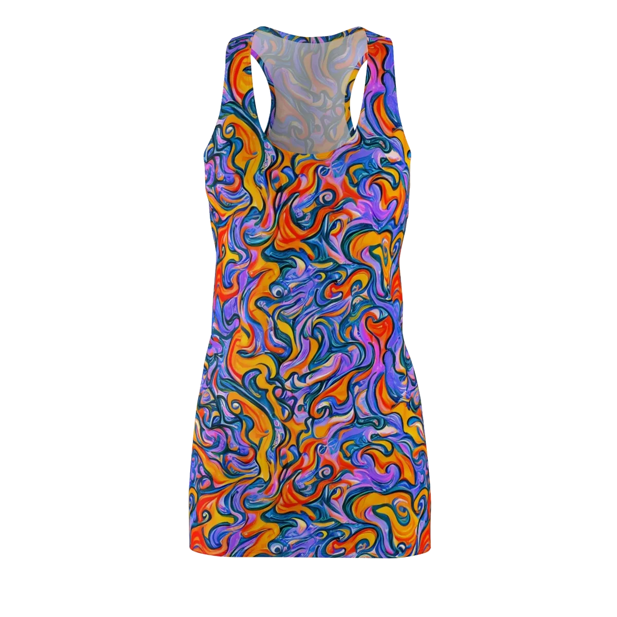 Kaleidoscopic Flux on Racerback Dress — Front
