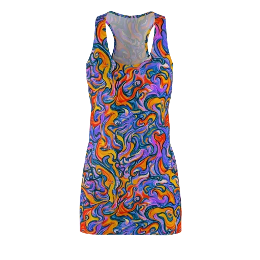 Kaleidoscopic Flux on a Racerback Dress