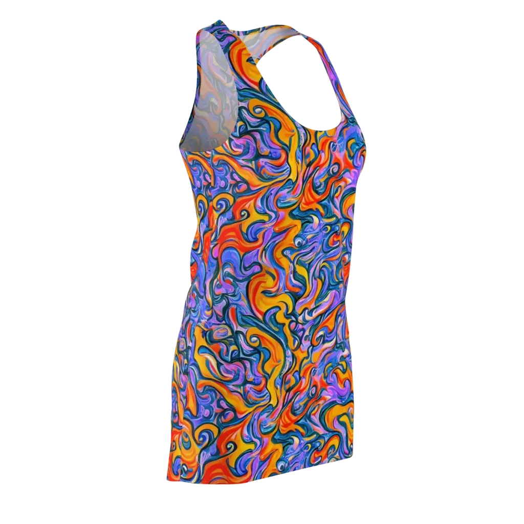 Kaleidoscopic Flux on Racerback Dress — Front Side