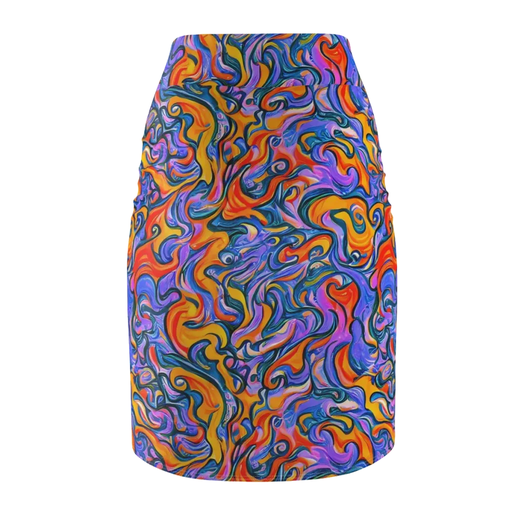 Kaleidoscopic Flux on Pencil Skirt — Back