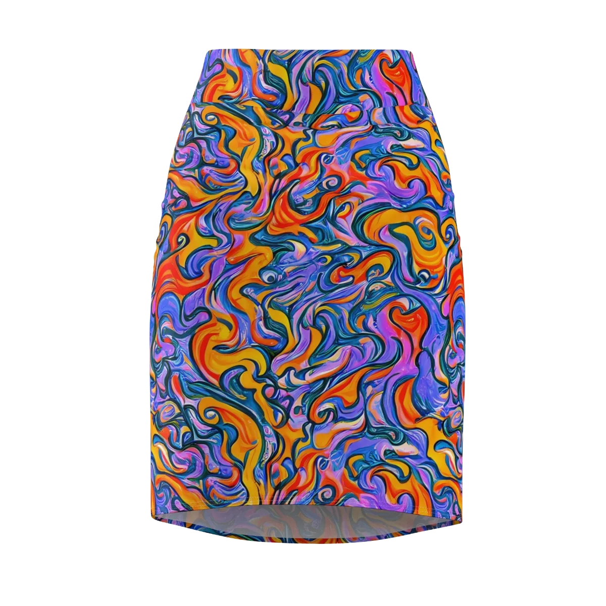 Kaleidoscopic Flux on Pencil Skirt — Front