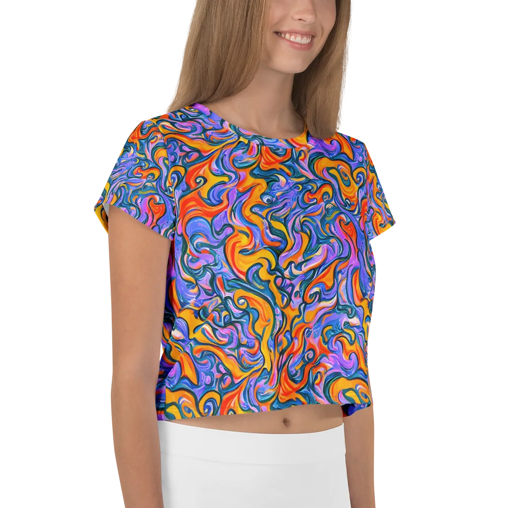 Kaleidoscopic Flux on Crop Tee — Right