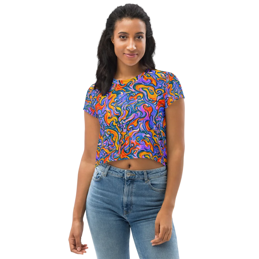 Kaleidoscopic Flux on Crop Tee — Front