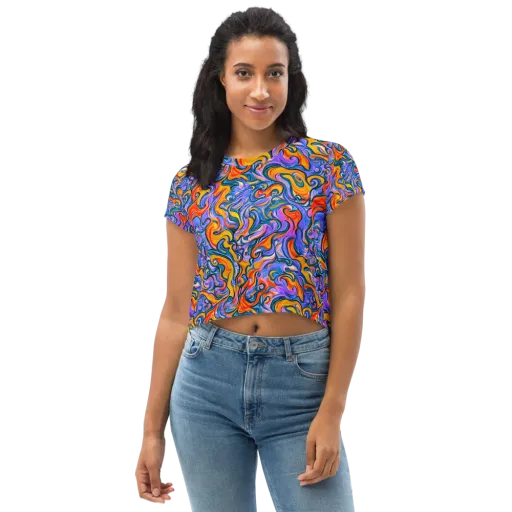 Kaleidoscopic Flux on a Crop Tee