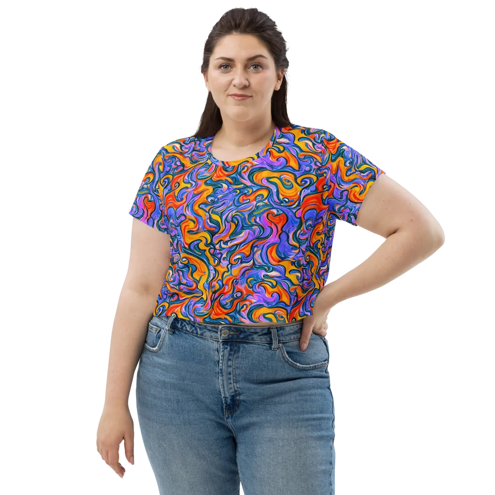 Kaleidoscopic Flux on Crop Tee — Front