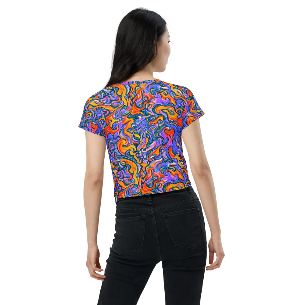 Kaleidoscopic Flux on Crop Tee — Back