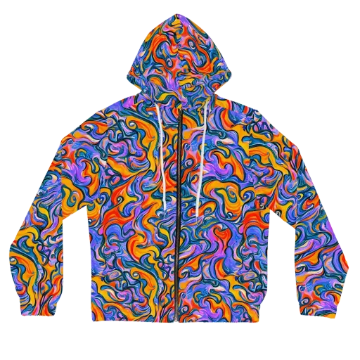 Kaleidoscopic Flux on a Women's Full-Zip Hoodie