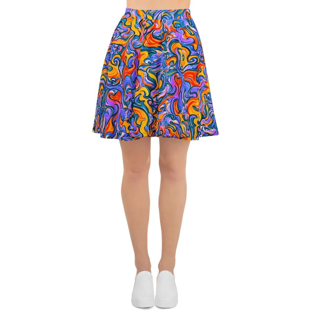 Kaleidoscopic Flux on Skater Skirt — Front