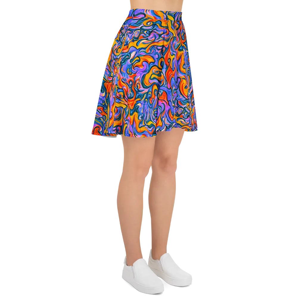Kaleidoscopic Flux on Skater Skirt — Right