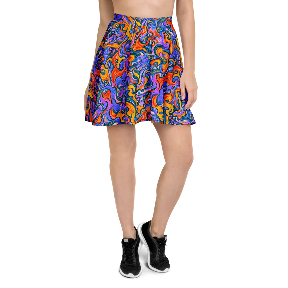 Kaleidoscopic Flux on Skater Skirt — Front