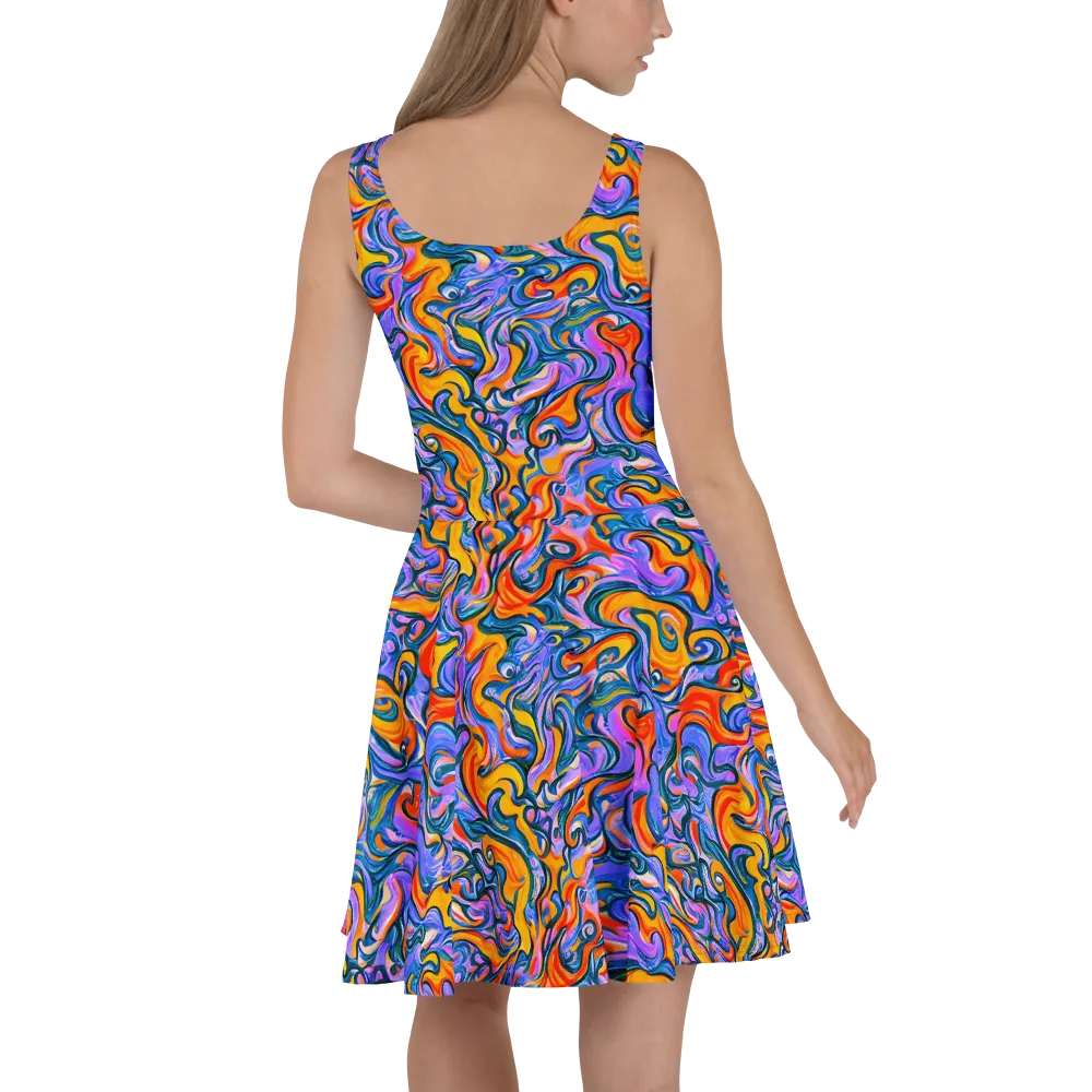 Kaleidoscopic Flux on Skater Dress — Back